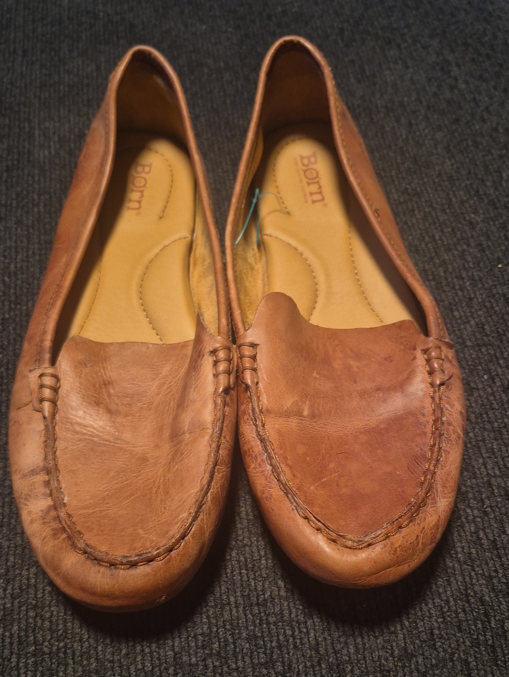 Born Women's Tan Leather Slip-On Loafers